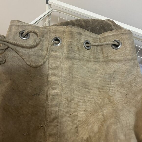 Vintage Canvas Military Rucksack Riveted Tie Top Bag 33” Utility Gear - Picture 6 of 7
